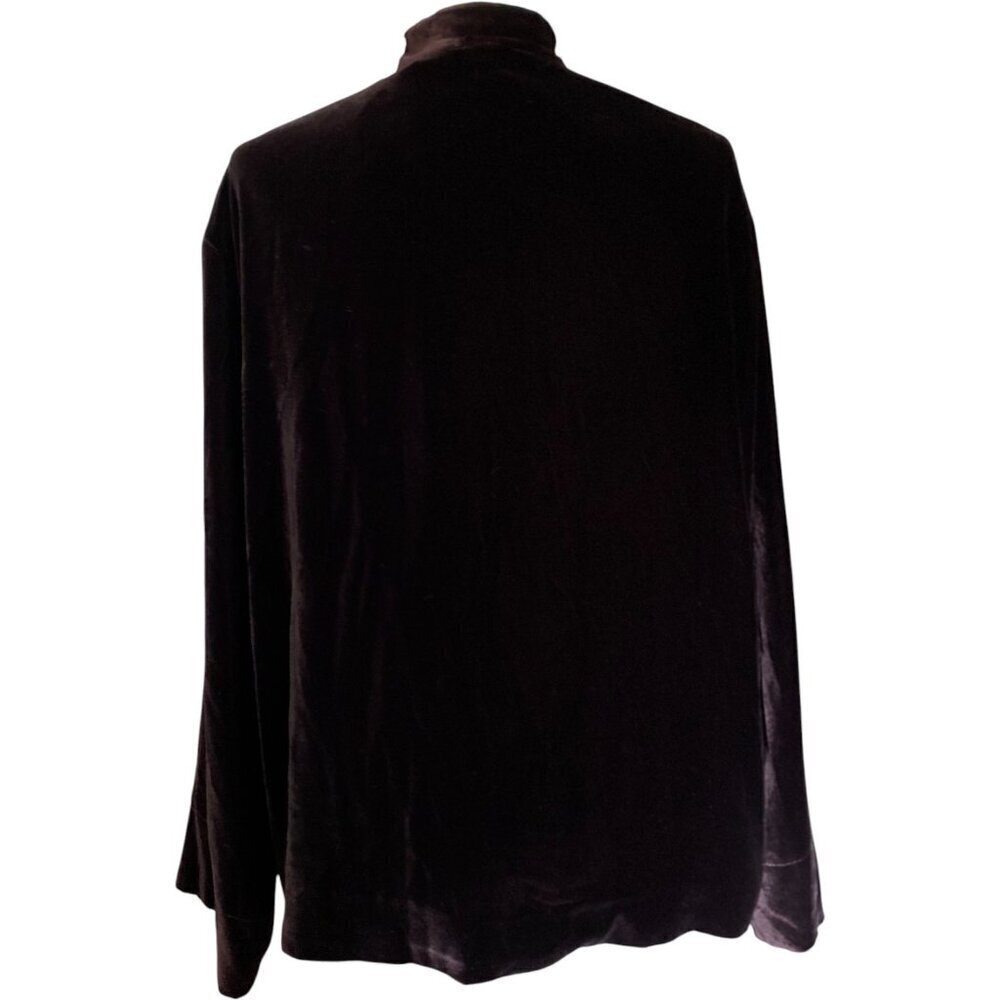 Vintage Jaeger Velvet Snap Front Shirt & Trousers Dark Brown Quiet Luxury Silk - Picture 3 of 11